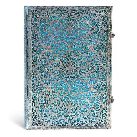 Silver Filigree Maya Blue – Paperblanks Grande Sem Pauta